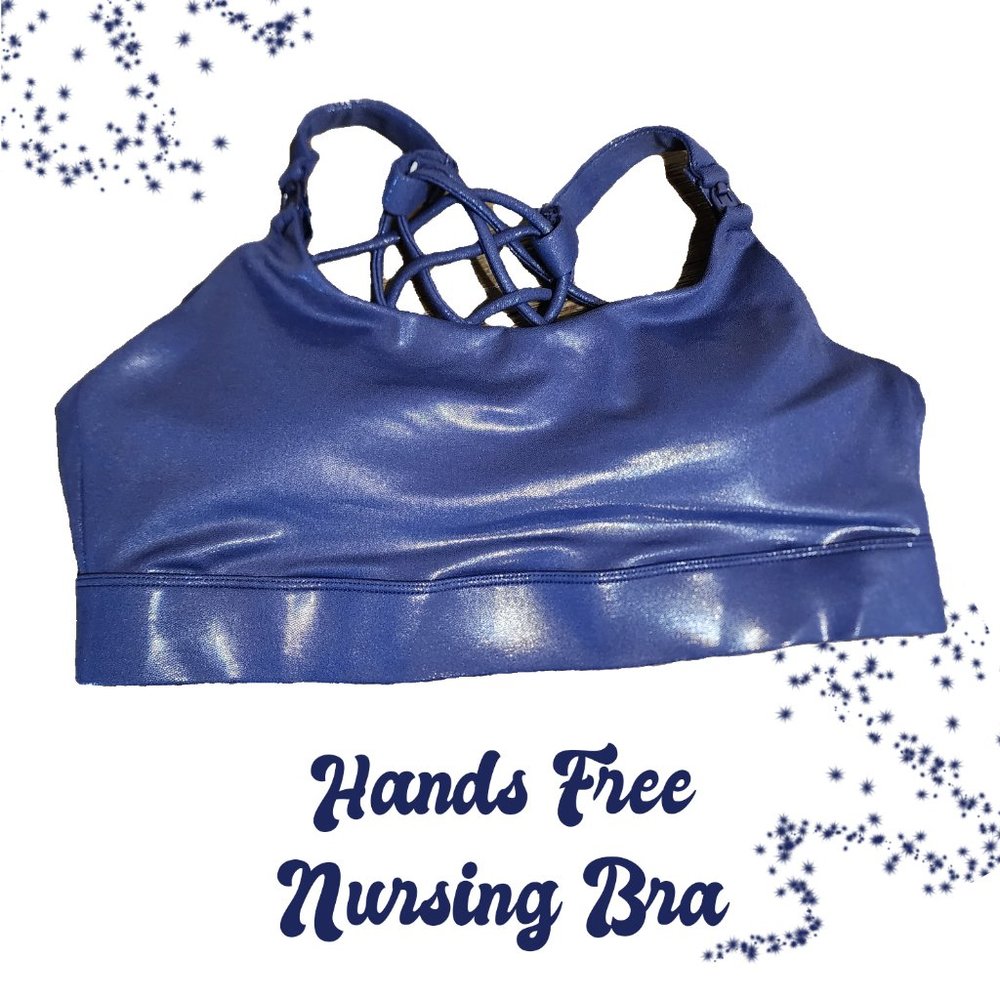 Sweat and Milk Océane 4 -  Exclusive Hands Free Pumping Sports Bra NWT Blue Med